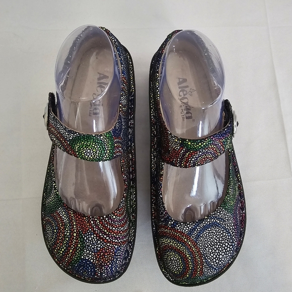 Alegria Paloma Mary Jane Shoes Bullseye Multicolor Swirl Comfort Flats Size 37 - Picture 5 of 12